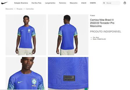 Camisa azul da seleção brasileira esgota em site de vendas da Nike