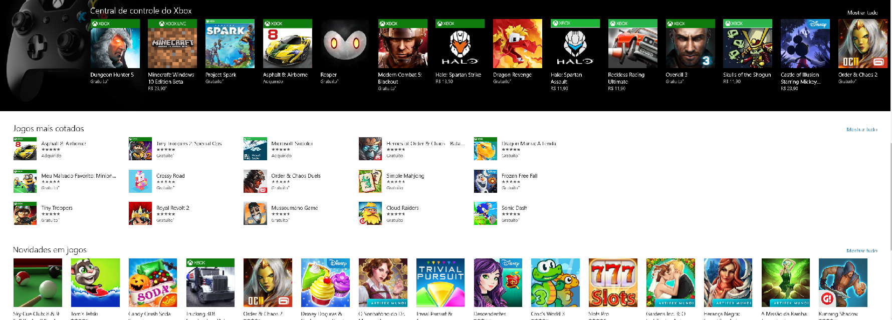 Dos 10 apps mais baixados no Windows 10, 8 são jogos