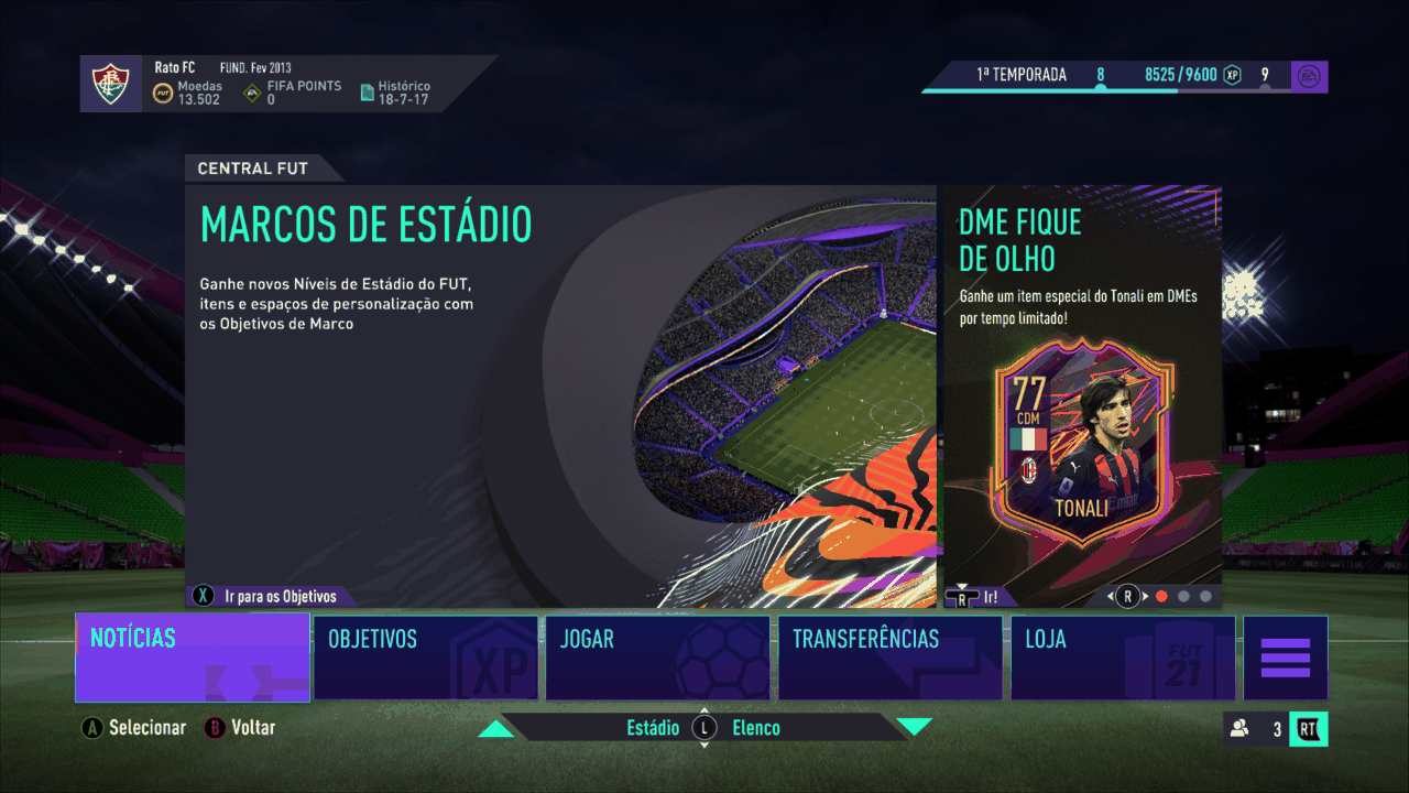 Menu do Ultimate Team do FIFA 21 - Reprodução