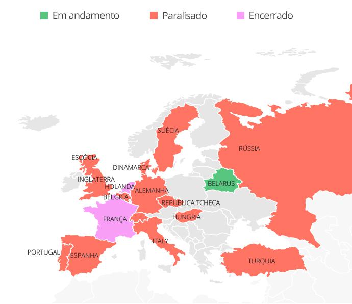 Mapa novo futebol Europa coronavírus - Infografia