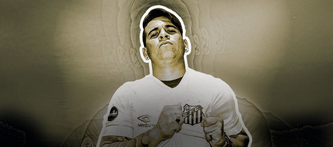 Soteldo, jogador do Santos - Arte sobre foto de Ivan Storti/Santos