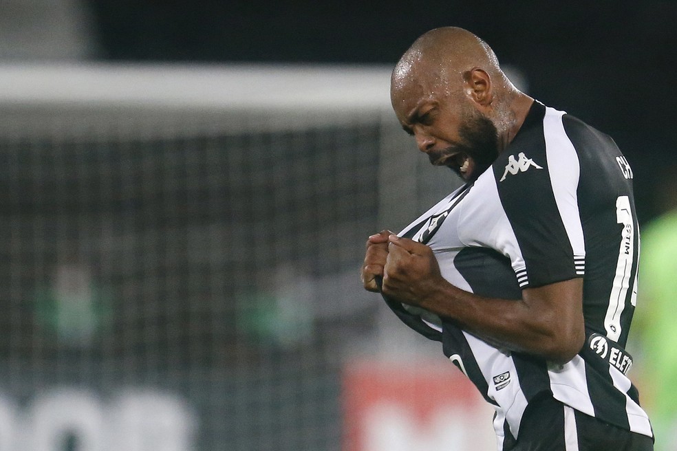 Chay comemora um dos gols que fez na Série B - Vitor Silva/Botafogo
