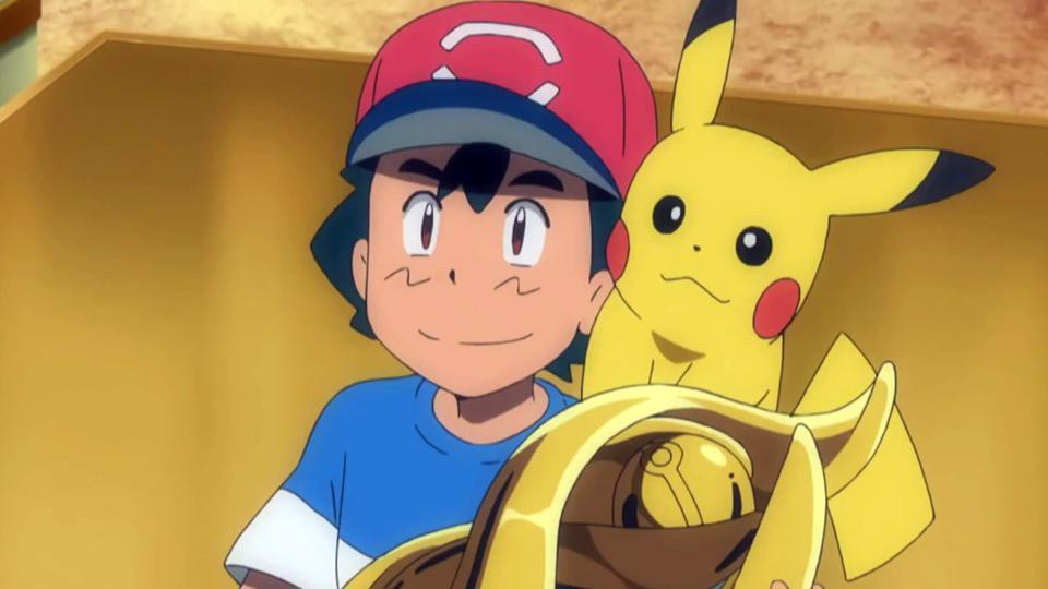 Ash com o troféu da Liga de Alola - Reprodução/The Pokémon Company