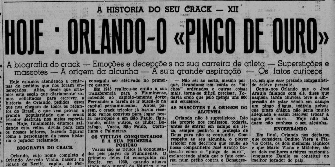 Matéria especial sobre Orlando Pingo de Ouro no "O Jornal" do dia 14/09/1949 - Reprodução
