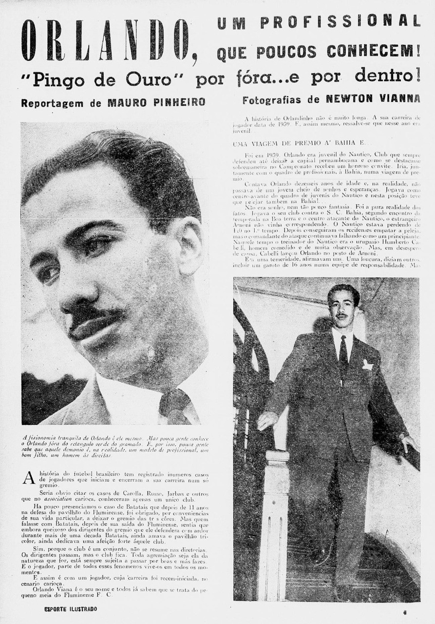 Matéria sobre Orlando na revista Sport Ilustrado do dia 22/08/1946 - Arquivo