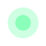 GIF de um círculo pulsando, em tons de verde claro.