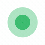 GIF de um círculo pulsando, em tons de verde claro.