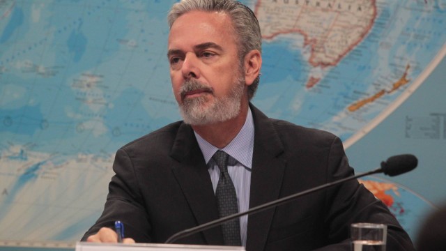 O embaixador Antônio Patriota na Comissão de Relações Exteriores e Defesa Nacional do Senado: sua indicação para representante do Brasil na ONU foi aprovada
