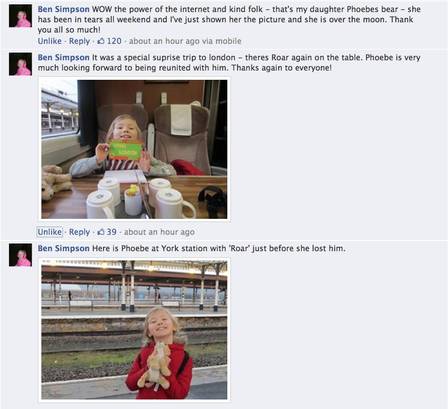 O pai da menina descreve no Facebook a alegria da menina ao saber que iria recuperar Roar