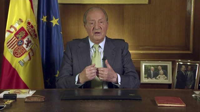 Spain's King Juan Carlos announces his abdication at the Zarzuela Palace
