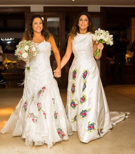 Daniela Mercury e Malu Verçosa no dia do casamento