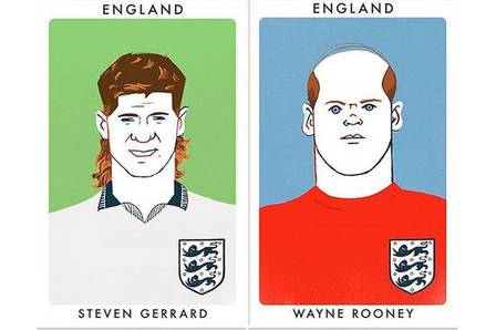 Caricaturas de Steven Gerrard e Wayne Rooney