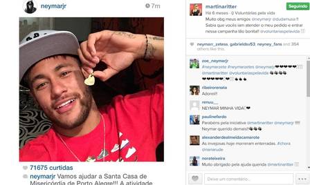 Martina faz post de agradecimento a Neymar e ao assessor do jogador