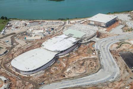 Imagem aérea do Parque Olímpico para as Olimpíadas e Paralímpidas de 2016
