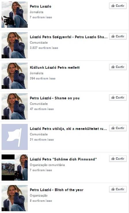 Perfis de Petra no Facebook