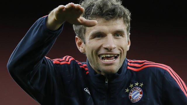Müller em treinamento do Bayern, nesta segunda