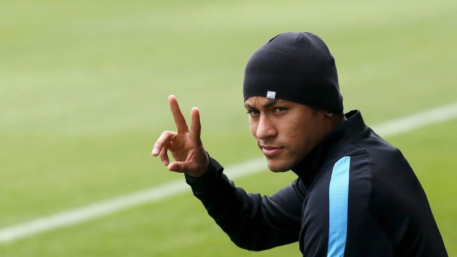 Neymar em treino do Barça