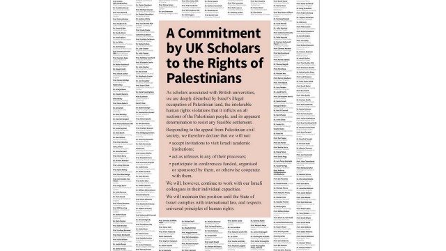 Movimento de acadêmicos britânicos anunciam boicote a Israel
