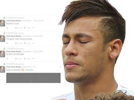 Neymar 'chora' após tuítes fofos de Grace Moretz