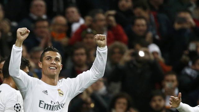 Cristiano Ronaldo celebra o gol sobre a Roma, pela Liga dos Campeões