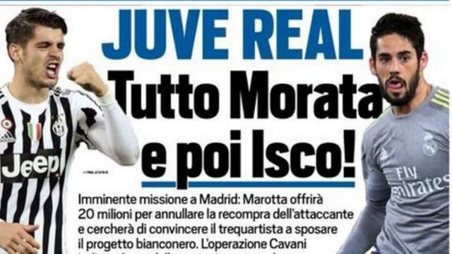 Capa do jornal Tuttosport sobre os desejos do Juventus