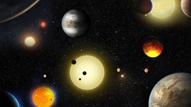 Ilustração reúne uma amostra da miríade de planetas extrassolares já encontrados pelo telescópio espacial Kepler