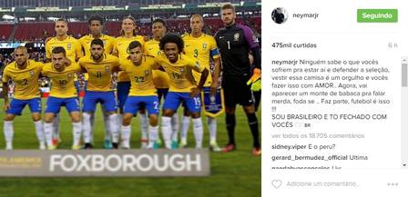 Neymar reclamou dos críticos da seleção brasileira