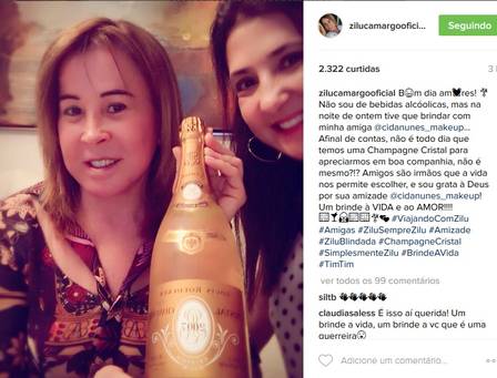 Zilu faz post com champanhe de R$ 1,5 mil