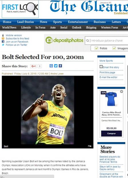Jornal jamaicano garante Bolt na Rio-2016