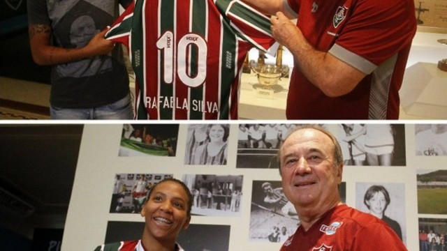 Judoca Rafaela Silva com a camisa do Fluminense