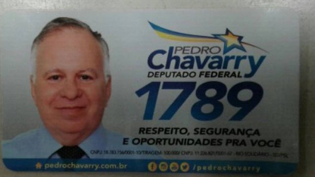 Santinho de Chavarry distribuído em 2014