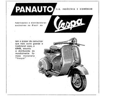 Propaganda da Panauto, que produzia a Vespa no Rio de Janeiro entre o fim dos anos 50 e o início dos 60