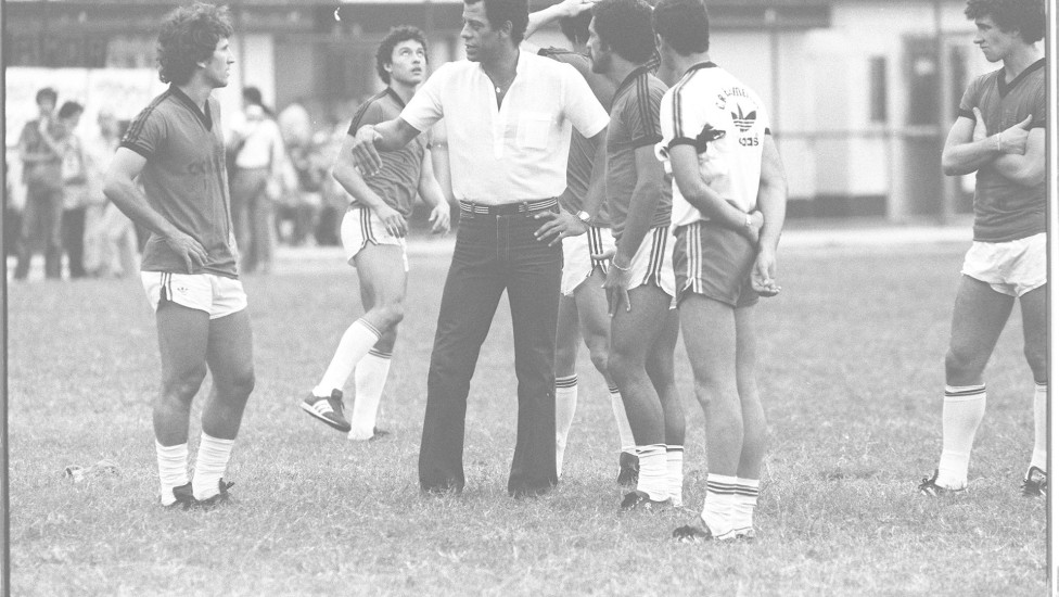 Apresentação de Carlos Alberto Torres como novo técnico do Flamengo, em 1983.