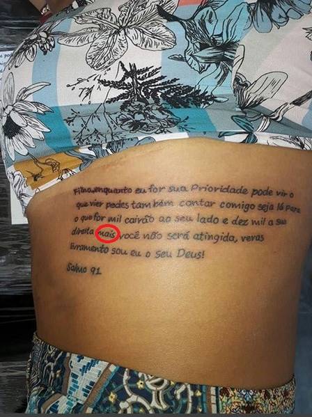 Erro de português chama atenção na tatuagem de Tati Quebra Barraco