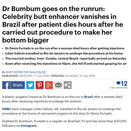 Daily Mail fez matéria sobre o caso do 'Doutor Bumbum'
