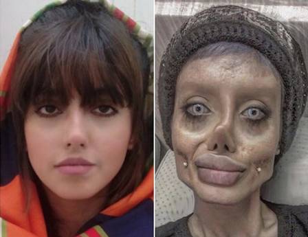 Sahar Tabar antes e depois de 'virar' Angelina Jolie