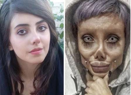 Sahar Tabar antes e depois de 'virar' Angelina Jolie
