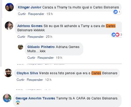 Internautas confundem Thammy com Carlos Bolsonaro