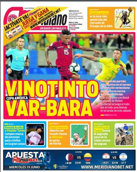 Jornal da Venezuela cita o VAR como ajuda à seleção para segurar o empate com o Brasil