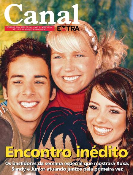 Xuxa e Sandy e Junior figuram na capa da Canal Extra de abril de 2003