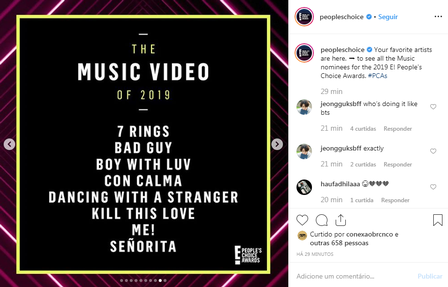 BTS e Blackpink foram indicados a melhor videoclipe 2019
