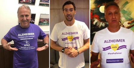 Zico, e os jogadores de vôlei Giba e Marcus Vinícius Freire apoiam a campanha de conscientização do Alzheimer