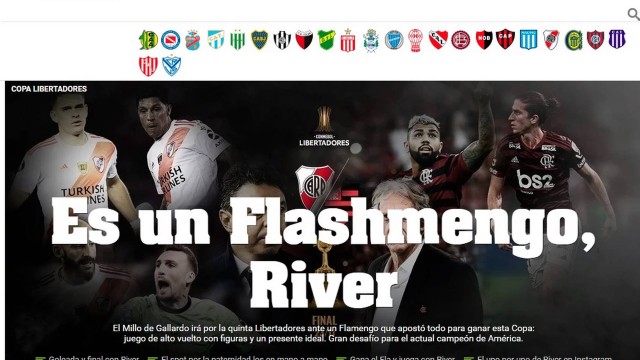 Site argentino destaca esforço do Flamengo para ganhar a Libertadores desse ano
