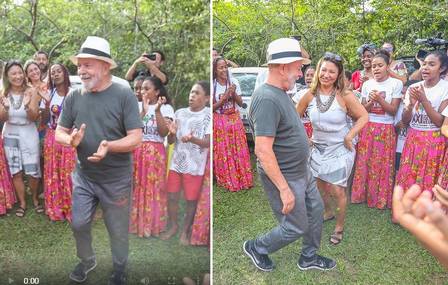 Lula dança com a namorada em visita a Quilombo em Paraty