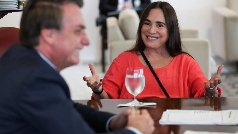 Regina Duarte no encontro com o presidente Jair Bolsonaro
