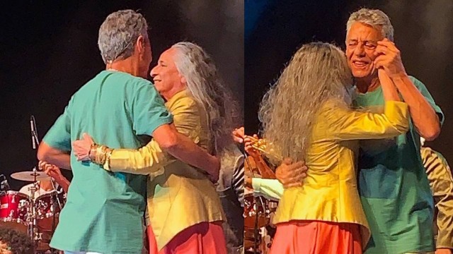 Maria Bethânia e Chico Buarque dançam coladinhos em show
