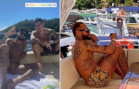Neymar faz passeio de lancha com 'parças' em Santa Catarina