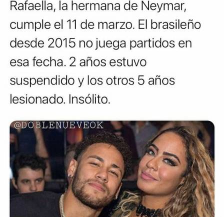 Página repercute ausências de Neymar em jogos no mês de março