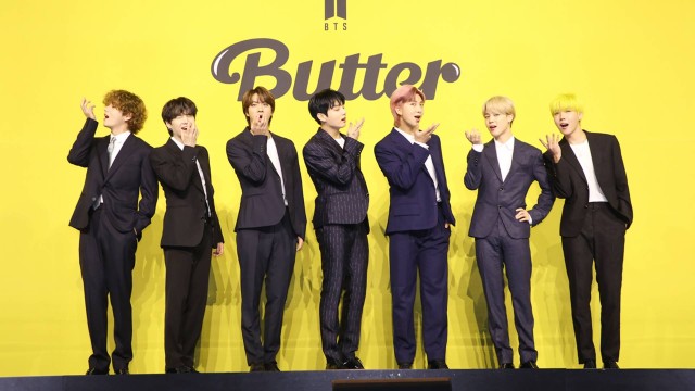BTS na coletiva de imprensa do lançamento de 'Butter'