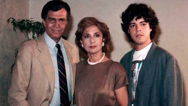 Tarcísio Meira, Eva Wilma e Felipe Camargo em “Roda de fogo” (1986), novela escrita por Lauro César Muniz